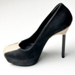 Balenciaga Black/Beige Suede Leather Platform Pumps Size 39