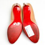 Christian Louboutin Beige Patent Leather Flo Peep Toe Pumps Size 39.5 - Image 5