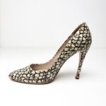 Miu Miu Black and White Printed Leather Pointed Pumps Size 37.5