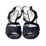 Emporio Armani Black Velvet Leather Platform Sandals Size 37.5 - Image 4