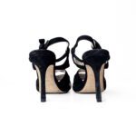 Emporio Armani Black Velvet Leather Platform Sandals Size 37.5 - Image 3