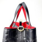 Carolina Herrera Black Monogram Embossed Leather Small Matryoshka Locked Tote Bag - Image 4