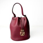 Furla Corona Drawstring Bucket Bag in Burgundy (Ciliegia) Leather
