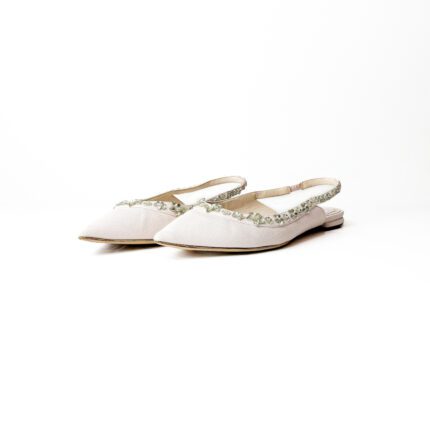 Dior Rose Quartz Denim Slingback Garland Flats Size 41
