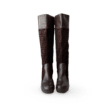 Fendi FF Zucca Monogram Knee High Leather Boots - Image 2
