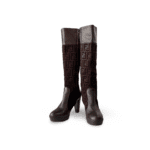 Fendi FF Zucca Monogram Knee High Leather Boots - Image 3