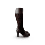 Fendi FF Zucca Monogram Knee High Leather Boots - Image 5