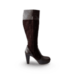 Fendi FF Zucca Monogram Knee High Leather Boots - Image 7