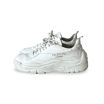 Valentino White Leather Bounce Lace-Up Sneakers - Image 3