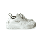 Valentino White Leather Bounce Lace-Up Sneakers - Image 4