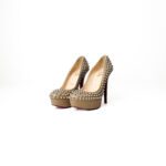 Christian Louboutin Beige Leather Alti Spikes Platform Pumps Size 37