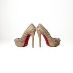 Christian Louboutin Beige Leather Alti Spikes Platform Pumps Size 37 - Image 3