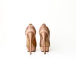 Charlotte Olympia Champagne Satin Paloma Fan-Pleat Platform Pumps Size 34 - Image 4