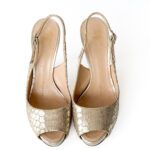 Giuseppe Zanotti Rose Gold Croc Embossed Leather Peep Toe Platform Slingback Sandals Size 35 - Image 5