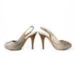 Giuseppe Zanotti Rose Gold Croc Embossed Leather Peep Toe Platform Slingback Sandals Size 35 - Image 4