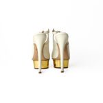 Charlotte Olympia White Leather Slingback Peep Toe Platform Pumps Size 34 - Image 4