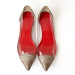 Christian Louboutin Bronze Glitter and PVC Corbeau Pointed Toe Flats Size 35 - Image 5