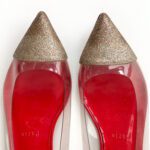 Christian Louboutin Bronze Glitter and PVC Corbeau Pointed Toe Flats Size 35 - Image 6