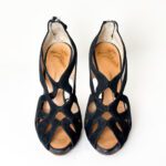 Giuseppe Zanotti Black Suede Cutout Peep Toe Booties Size 35.5 - Image 5