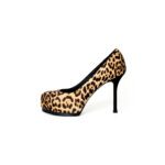 Saint Laurent Paris Black/Yellow Leopard Print Calf Hair Tribtoo Platform Pumps Size 36 - Image 2