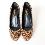 Saint Laurent Paris Black/Yellow Leopard Print Calf Hair Tribtoo Platform Pumps Size 36 - Image 5