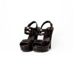 Saint Laurent Brown Leather Platform Sandals Size 35.5