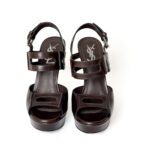 Saint Laurent Brown Leather Platform Sandals Size 35.5 - Image 5