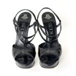 Gina Black Patent Platform Sandals Size 36 - Image 5