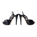 Gina Black Patent Platform Sandals Size 36 - Image 3