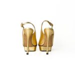 Gina Metallic Gold Leather Slingback Open Toe Sandals Size 35 - Image 4