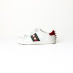 Gucci White Leather Studded Web Ace Sneakers (Size 36.5) - Image 2