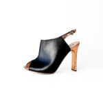 Pollini Black Leather Peep Toe Slingback Sandals Size 36.5 - Image 2
