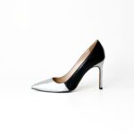 Manolo Blahnik Silver/Black Leather Osmana Pointed Toe Pumps Size 36.5 - Image 2
