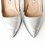 Manolo Blahnik Silver/Black Leather Osmana Pointed Toe Pumps Size 36.5 - Image 7
