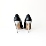 Manolo Blahnik Silver/Black Leather Osmana Pointed Toe Pumps Size 36.5 - Image 3