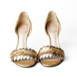 Dior Gold Metallic Leather D'orsay Pumps Size 36 - Image 4