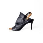 Balenciaga Black Leather Glove Open Toe Slingback Sandals Size 37 - Image 2
