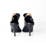 Balenciaga Black Leather Glove Open Toe Slingback Sandals Size 37 - Image 4