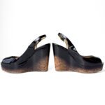 Jimmy Choo Black Patent Leather Prova Cork Wedge Slingback Sandals Size 37.5 - Image 3