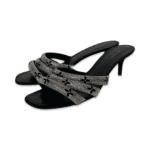 Louis Vuitton Black Velvet Crystal Embellished Slides Size 41