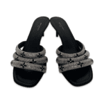 Louis Vuitton Black Velvet Crystal Embellished Slides Size 41 - Image 3