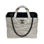 Chanel White Quilted Glazed Leather Portobello Tote Bag