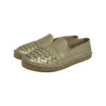Bottega Veneta Gold Metallic Intrecciato Leather Espadrille Flats Size 37