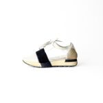 Balenciaga Off White Leather and Mesh Race Runner Sneakers - Image 2