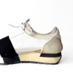 Balenciaga Off White Leather and Mesh Race Runner Sneakers - Image 5
