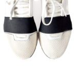 Balenciaga Off White Leather and Mesh Race Runner Sneakers - Image 7