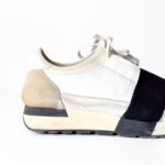 Balenciaga Off White Leather and Mesh Race Runner Sneakers - Image 4