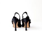 Carolina Herrera Black Leather Trim Multistrap Slingback Sandals - Image 4