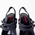 Carolina Herrera Black Leather Trim Multistrap Slingback Sandals - Image 7