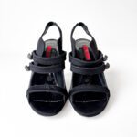 Carolina Herrera Black Leather Trim Multistrap Slingback Sandals - Image 5